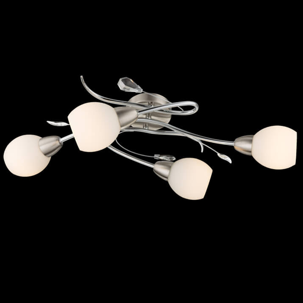 Sufitowa lampa z kryształkami LILLY 60209-4 szklana biała nikiel