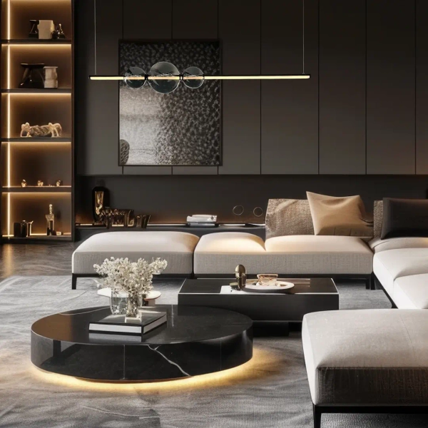 Podłużny żyrandol KUGEL ML0982 LED 30W 4000K do salonu kula czarny