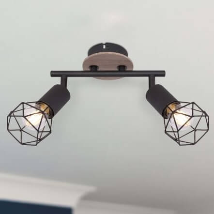Sufitowa lampa reflektorowa Xara 54802S-2H czarna drewno