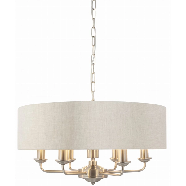 Wisząca lampa do salonu Highclere 94357 Endon na łańcuchu beż chrom