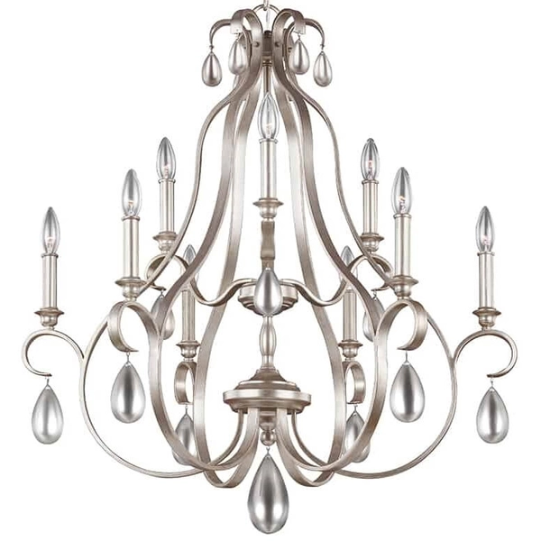 Jadalniany żyrandol glamour FE-DEWITT9 nad stół srebrny