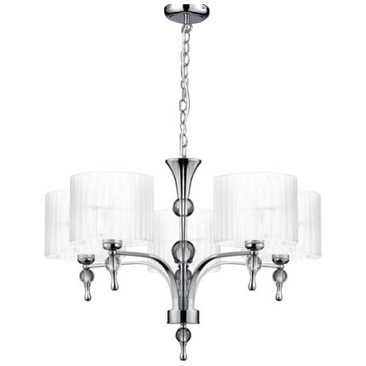 Pałacowy żyrandol abażurowy Impress na łańcuchu biały chrom