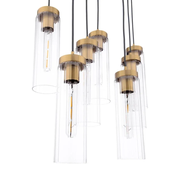 Wisząca lampa nad wyspę Jodelle JOD4863 szklana do kuchni polerowany brąz