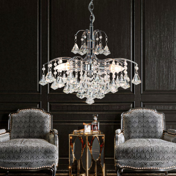 Żyrandol LAMPA wisząca 6246/3 8C Elem pałacowa OPRAWA glamour crystal ZWIS na łańcuchu chrom przezroczysty