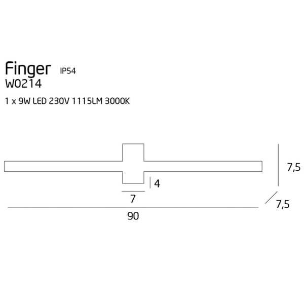 Kinkiet łazienkowy FINGER90 W0214 Maxlight LED 9W 3000K IP54 metal biały