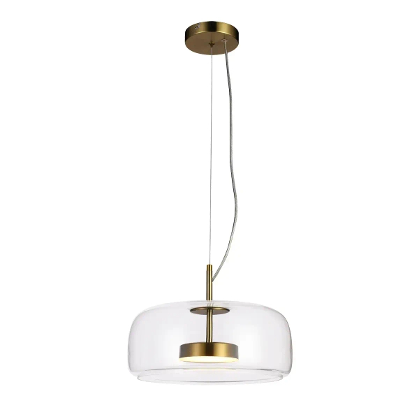 Owalna lampa wisząca Caste PND-17760B-BRSS-CL LED 10W 3000K szklana złota