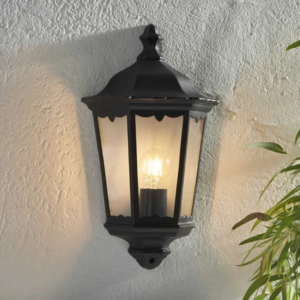 Zewnętrzna lampa ścienna Burford 76547 Endon latarnia IP44 czarna przezroczysta
