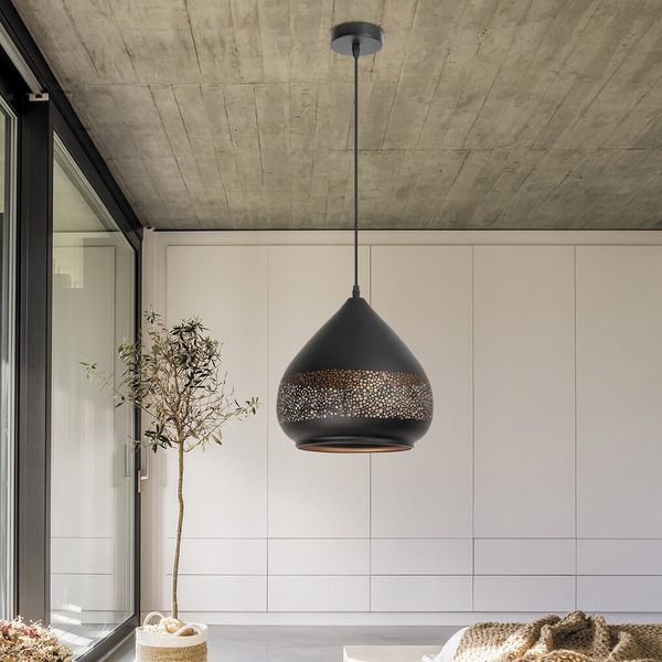 LAMPA wisząca KAIA 2278 Rabalux ażurowa OPRAWA orientalny zwis czarny złoty