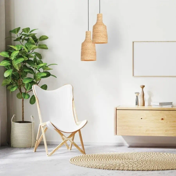 Pleciona wisząca lampa 22171 do przedpokoju pszenica brązowy