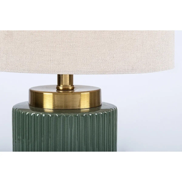 Lampka stołowa do biura Glovy 74046 tuba ryflowana ceramika zielony