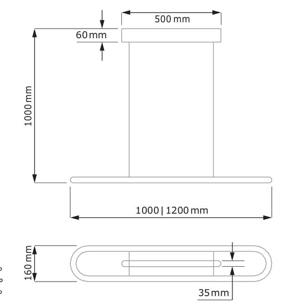 LAMPA wisząca SLIM/000001/3000/B MDECO metalowa OPRAWA owalny ZWIS LED 37W 3000K nad stół czarny