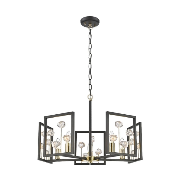 Designerski żyrandol Caroline ramki crystal czarne złote