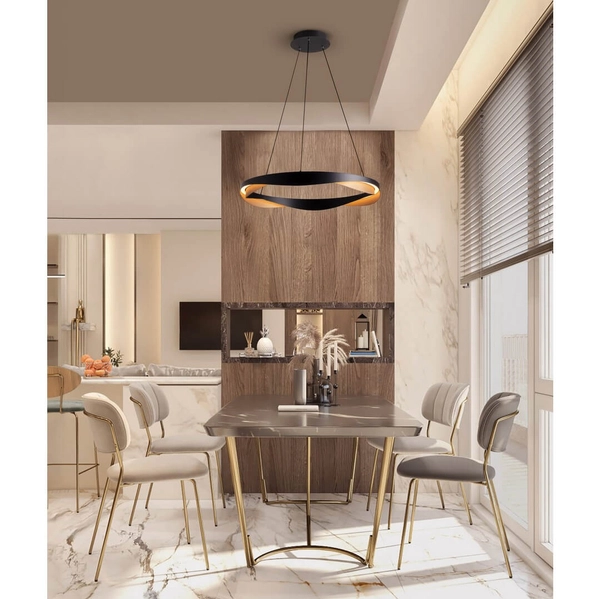 Wisząca lampa do jadalni PATAPO LE44460 LED 53W 3000K ring czarna złota