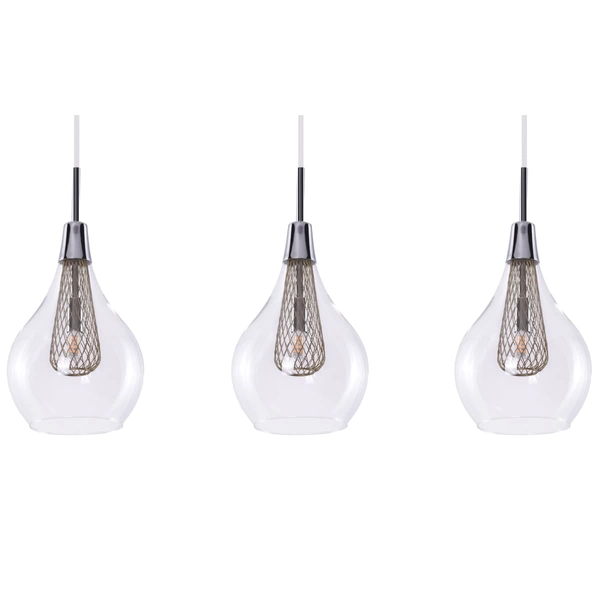 Salonowa lampa wisząca Elektra szklane krople chrom