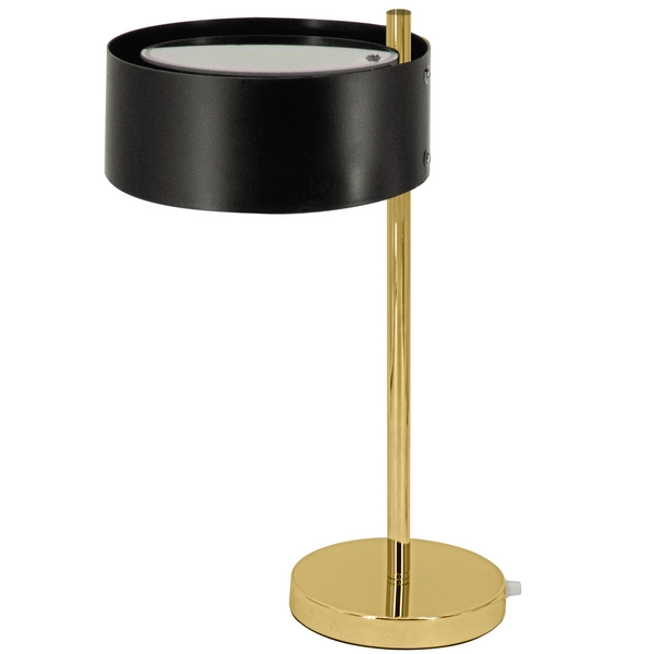 Nocna LAMPKA stojąca DRS8006/1D TR BL Elem abażurowa LAMPA stołowa do sypialni złota czarna