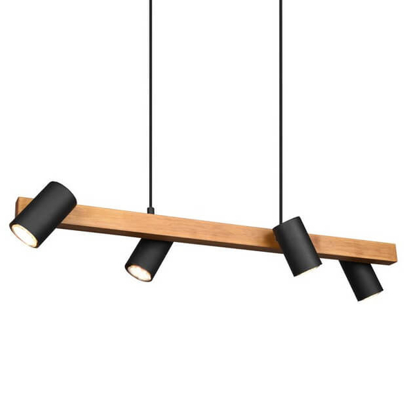 Lampa wisząca nad wsypę VANTOS DL432312490 Trio loftowa drewniana czarny
