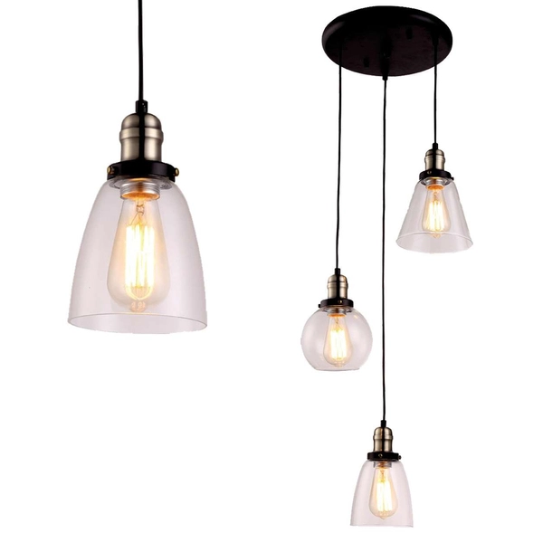 LAMPA industrialna Samanta K-8036B-3 Kaja wisząca OPRAWA metalowy ZWIS kaskada czarna przezroczysta