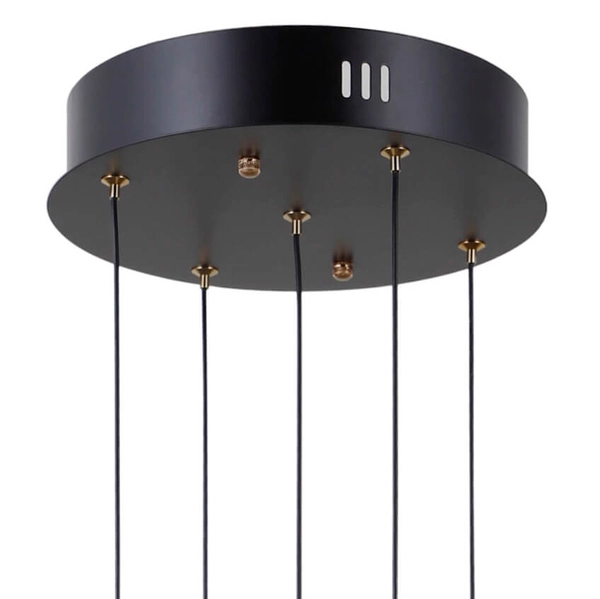 Szklana lampa zwis Montiela PND-34374-5-BK LED 125W 3000K czarny biały złoty