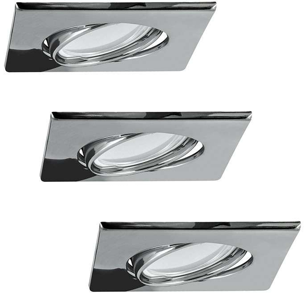 Wpuszczane LAMPY sufitowe OLIN 309655 Polux zestaw 3 podtynkowych OPRAW kwadratowych LED 10,5W 3000K metalowych chrom