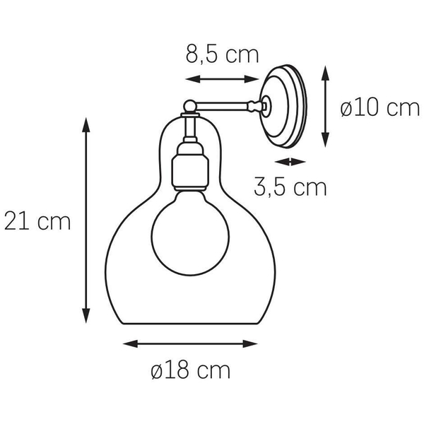 Skandynawska LAMPA ścienna LONGIS 20879105 Kaspa loftowa OPRAWA szklana kinkiet łezka kropla złota przezroczysta czarna