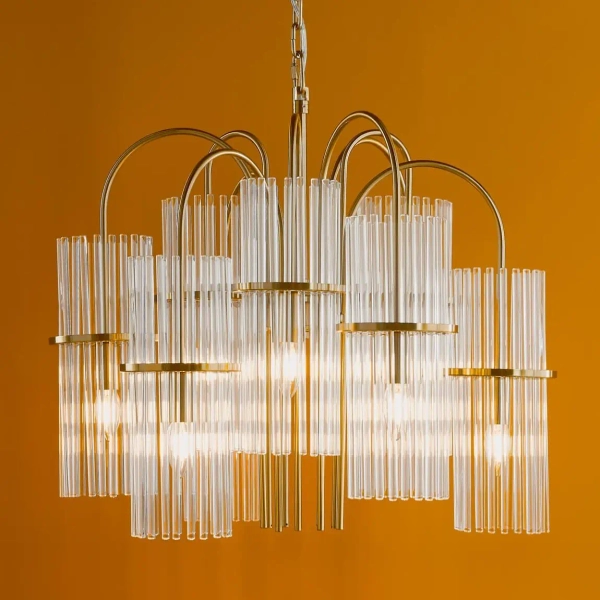 Kryształowy żyrandol Eniola ENI1335 do salonu regulowany mosiądz