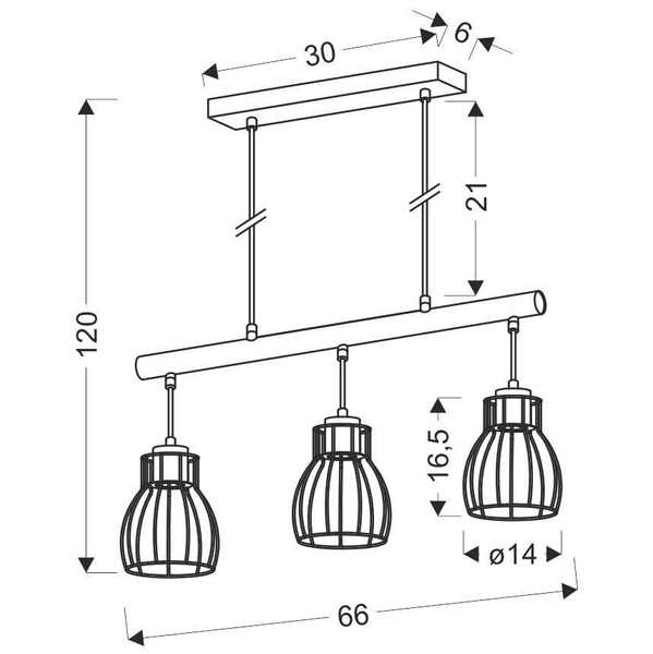 Loftowa lampa wisząca BERNITA 33-78087 druciany na belce czarny drewno