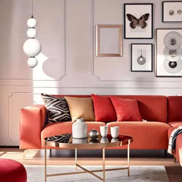 Szklana lampa zwisająca Cavolo ABR-LW-CAV molekuły złote białe