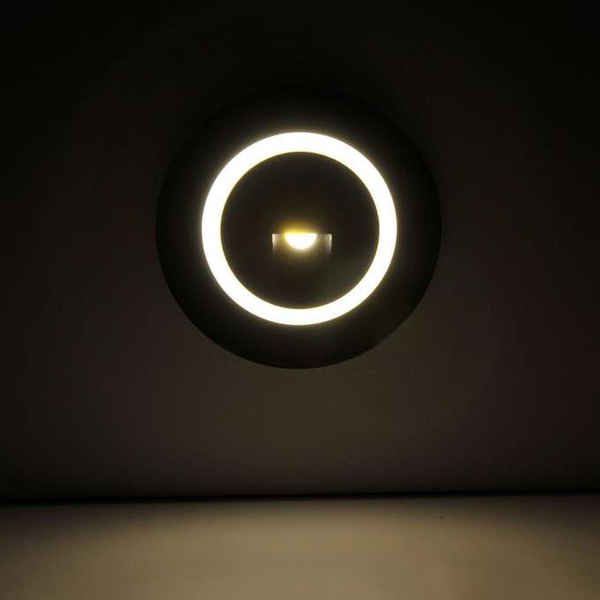 Schodowa LAMPA podtynkowa Q2 LED 313683 Polux metalowa OPRAWA wpuszczana LED 3W 4000K okrągła IP44 grafitowa