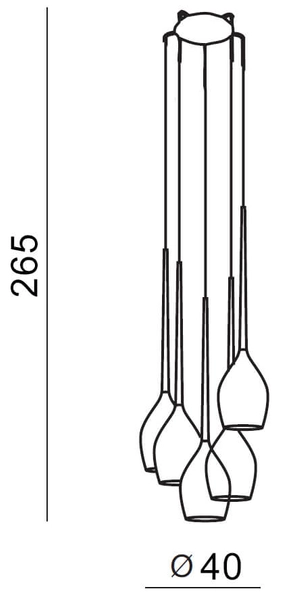 Wisząca lampa kaskadowa Izza 5-punktowa przydymiona