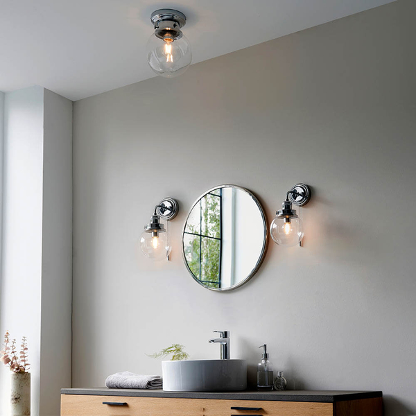 Kulista lampa sufitowa Cheswick 96138 IP44 chrom przezroczysty
