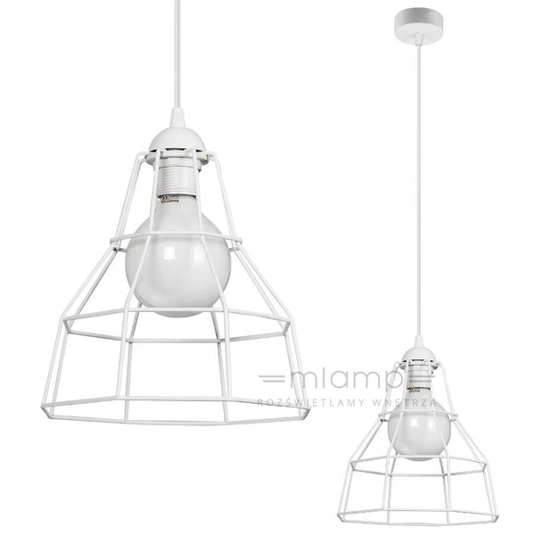 LAMPA wisząca VEN W-CORF/A WH metalowa OPRAWA druciany ZWIS drut loft biały