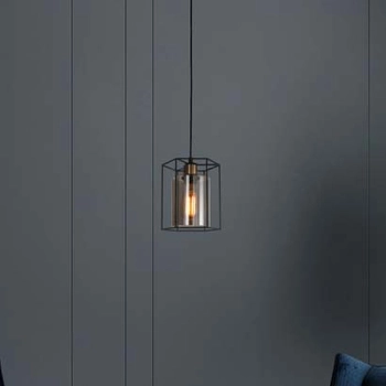 Industrialna LAMPA wisząca KALULA PND-78901-1-BK+SG Italux metalowy ZWIS druciany do przedpokoju czarny