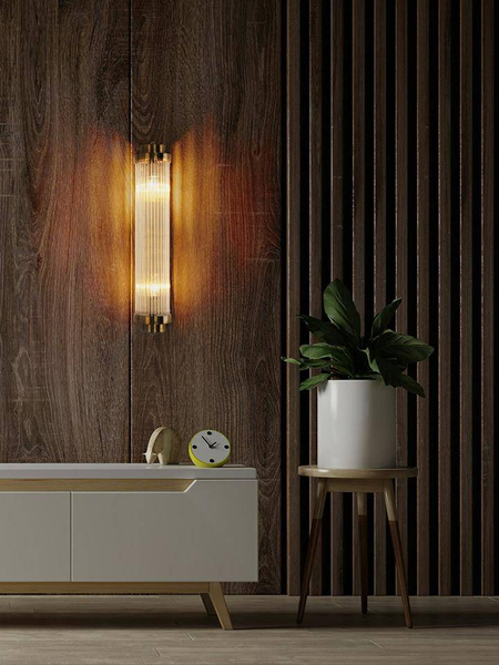 Ścienna lampa Column MSE010100361 szklana glamour złota