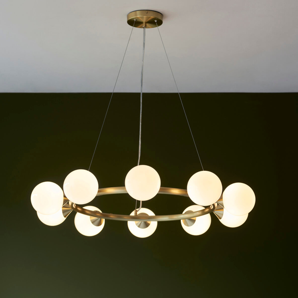 Molekułowa lampa wisząca L&-1106008 nad stół mosiądz biały