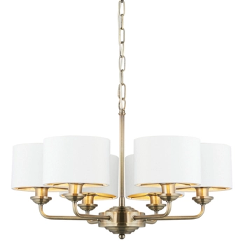 Żyrandol vintage Highclere 98936 Endon abażurowy biały mosiądz