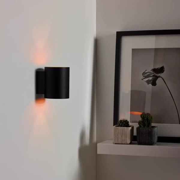 Lampa ścienna góra-dół XERA 23252/01/30 Lucide metalowa tuba czarna złota