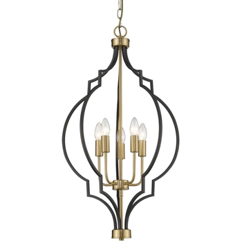 Industrialna LAMPA wisząca NASHVILLE P05186BK Cosmolight świecznikowy zwis na łańcuchu czarny złoty