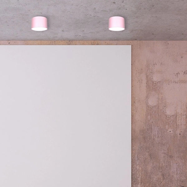 Różowa lampa natynkowa Dixie okrągły plafon do kuchni