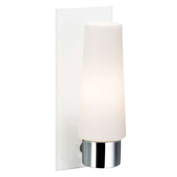 Szklana lampa ścienna Brastad łazienkowy kinkiet chrom biały