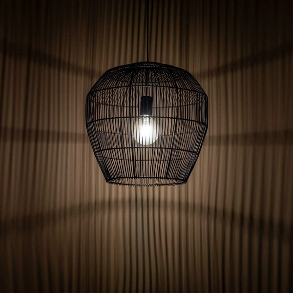 Wisząca lampa Haiti 11166 japandi klatka koszyk bambusowa czarna