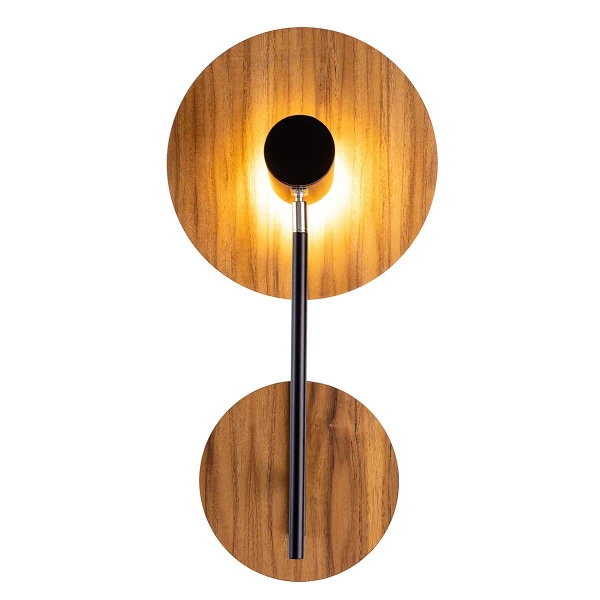 Ścienna lampa okrągła Dot QN-DOT-WB1-TEAK drewniana brązowy czarny