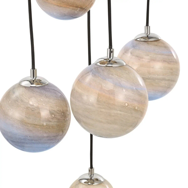 Kaskadowa wisząca lampa Mikara MIK1250 planety kule szklane chrom