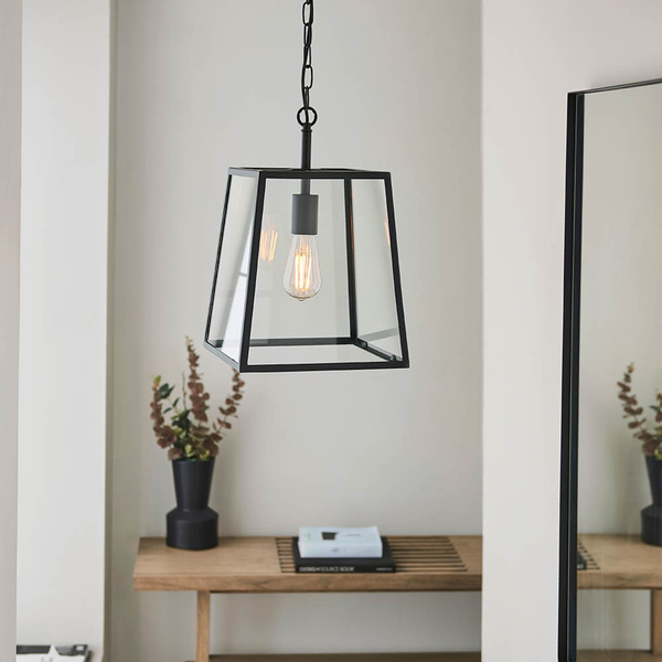 Lampa wisząca do salonu Hurst 101541 szklana czarny przezroczysty