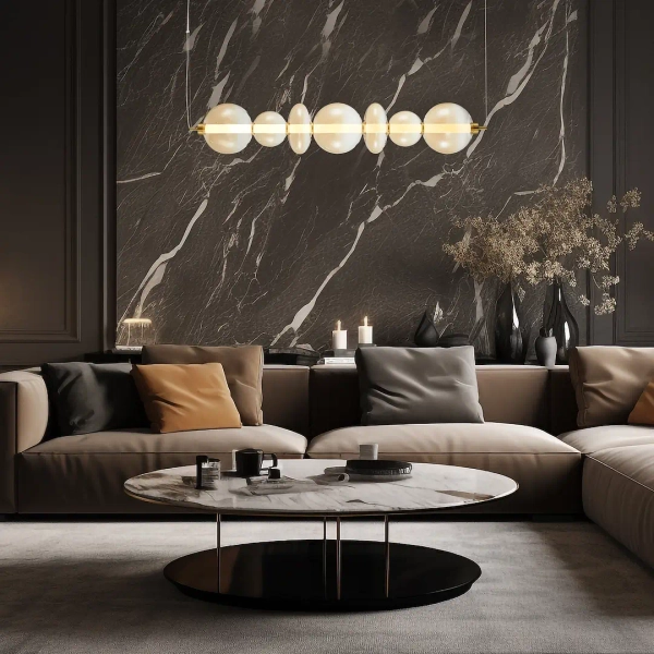 Sypialniana lampa wisząca DAPHNE ML0349 LED 40W 3000K złota bursztynowa