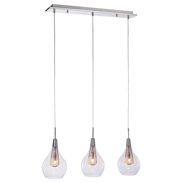 Salonowa lampa wisząca Elektra szklane krople chrom