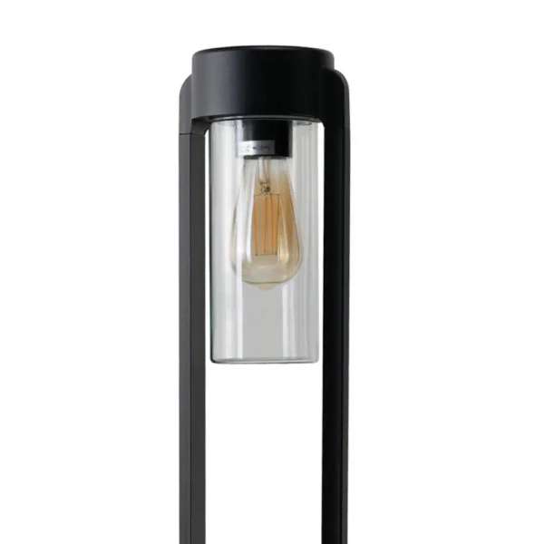 Słupek zewnętrzny 1-punktowy ogrodowy szklany LANTERN E27 AZ6828 czarny aluminiowy