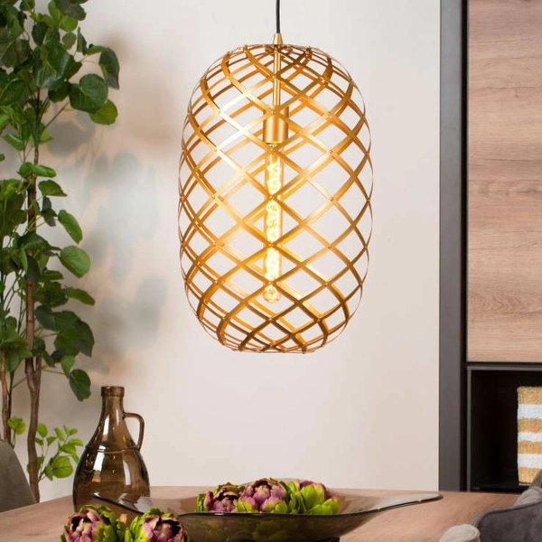 Loftowa LAMPA wisząca WOLFRAM 21417/32/02 Lucide metalowa OPRAWA klatka zwis mosiądz