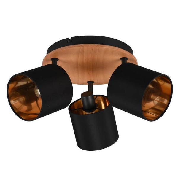 Abażurowa lampa sufitowa Tommy R81333930 drewniany czarny złoty