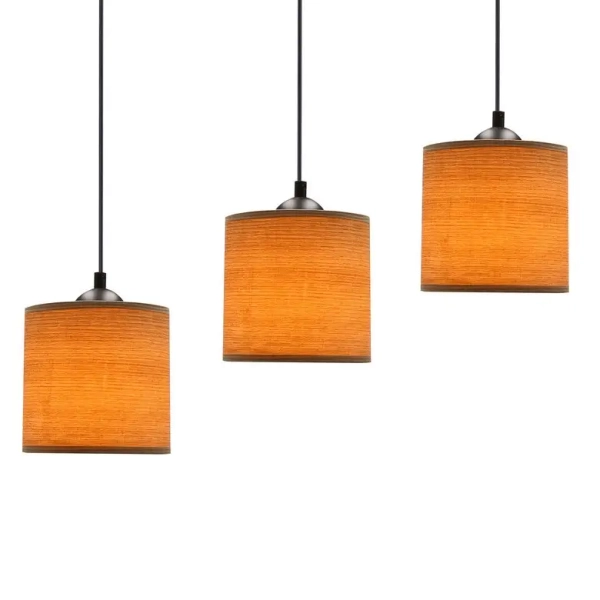 Potrójna lampa wisząca LEGNO 33-18335 z abażurami brązowa czarna