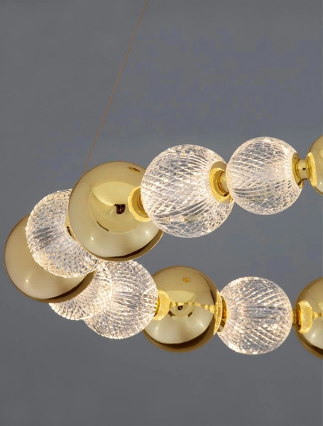 Okrągła lampa wisząca Ponce bąbelki LED 46W crystal złota